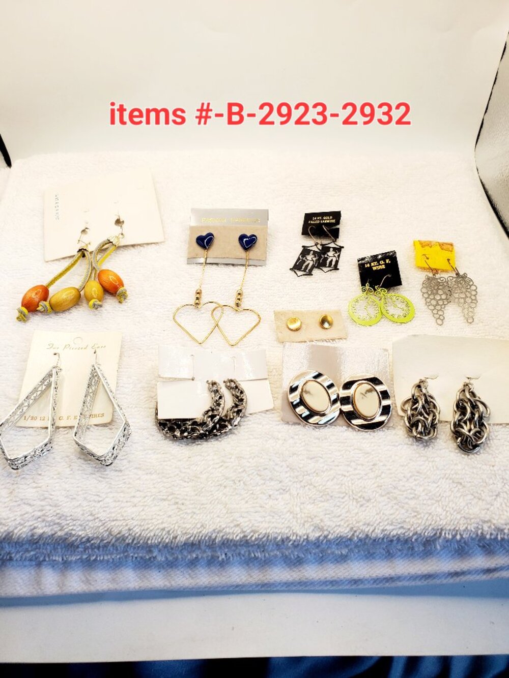 10 Pair of Vintage Pierced Earrings, items # B -2923-2932,. wt. @ 45-50. grams.